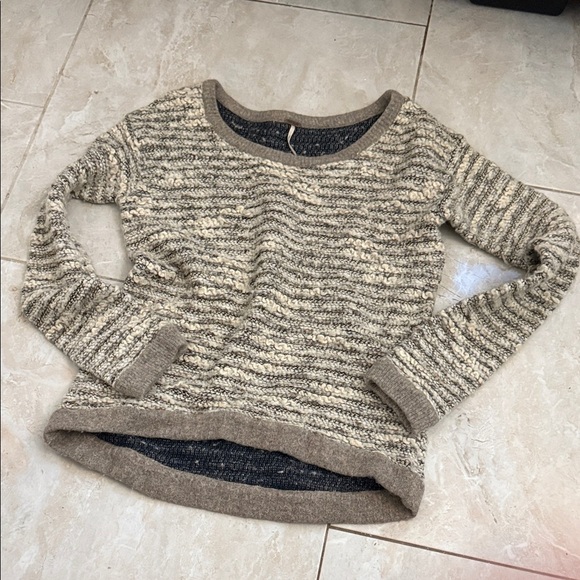 FP Movement by Free People Striped Knit Sweater - Cream and Brown - Picture 1 of 1